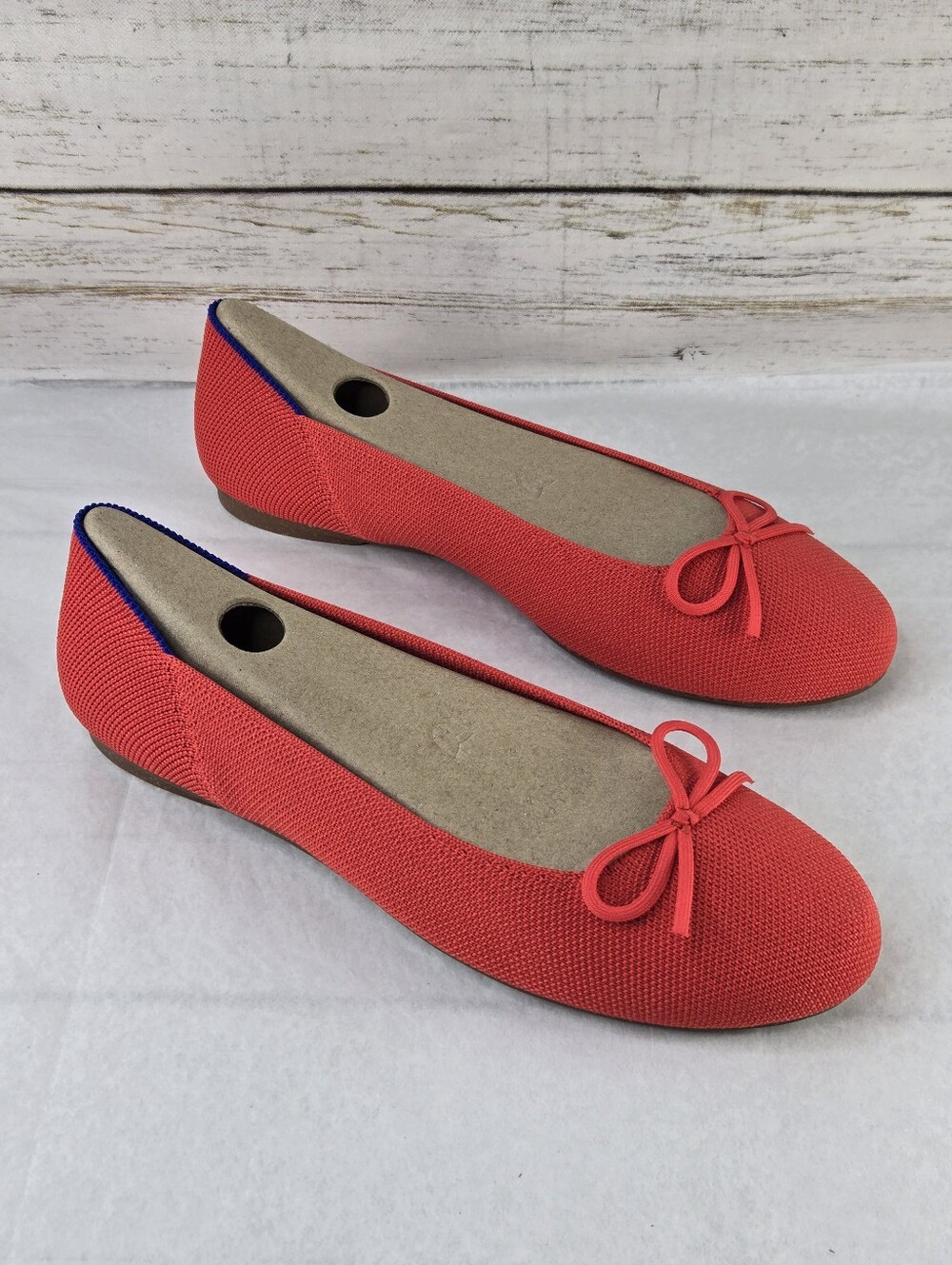 Rothy's The Ballet Flat Bow Accent Round Toe Glamour Red Women's Size 8.5